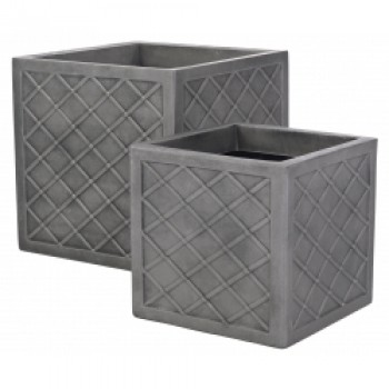 Lazio Planter Set Of 2 - Pewter Lazio Planter Set Of 2 - Pewter