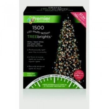 1500 LED Multi Action Treebrights With Timer - White/Warm White/Green