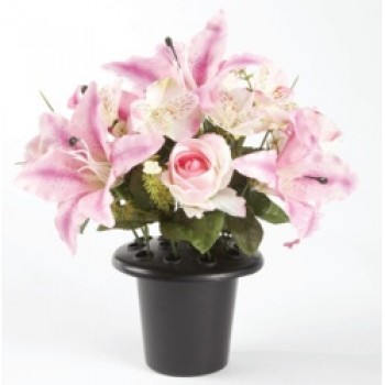 Grave Vase Container - Black/Pink/White Grave Vase Container - Black/Pink/White